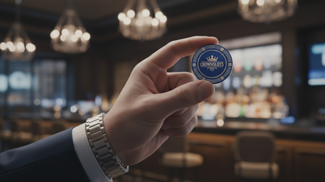 Premium casino chips with crown slots logo